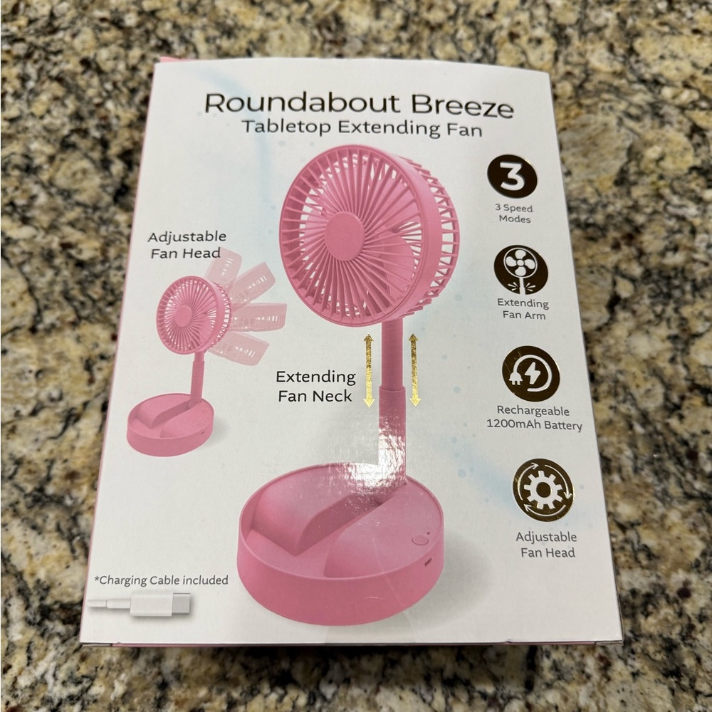 Pink Tabletop Extending Fan